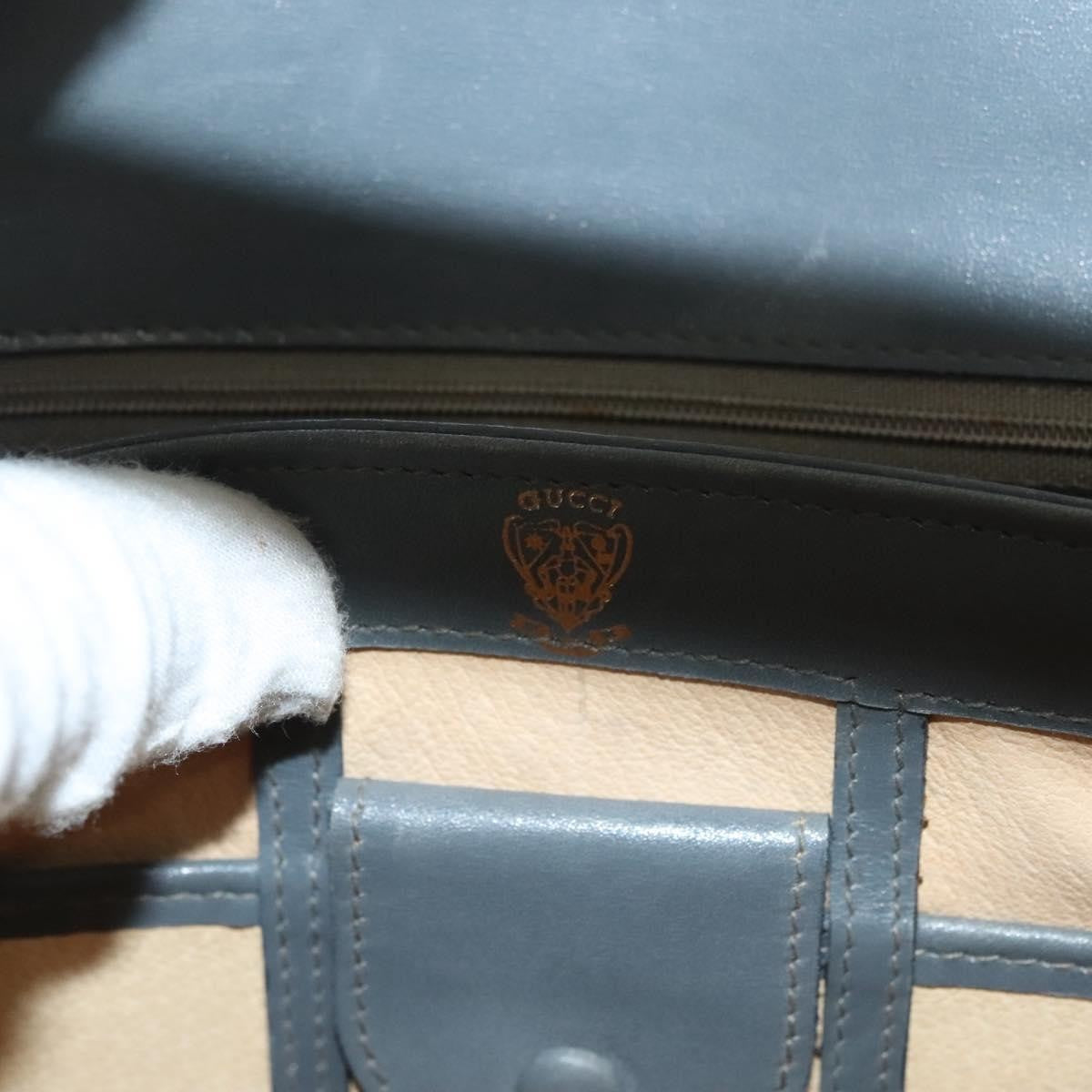 Gucci GUCCI Hand Bag Leather Gray Silver Authentic mr1461