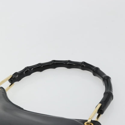 Gucci GUCCI Bamboo Shoulder Bag Leather Black Gold 001 3008 Authentic 182382