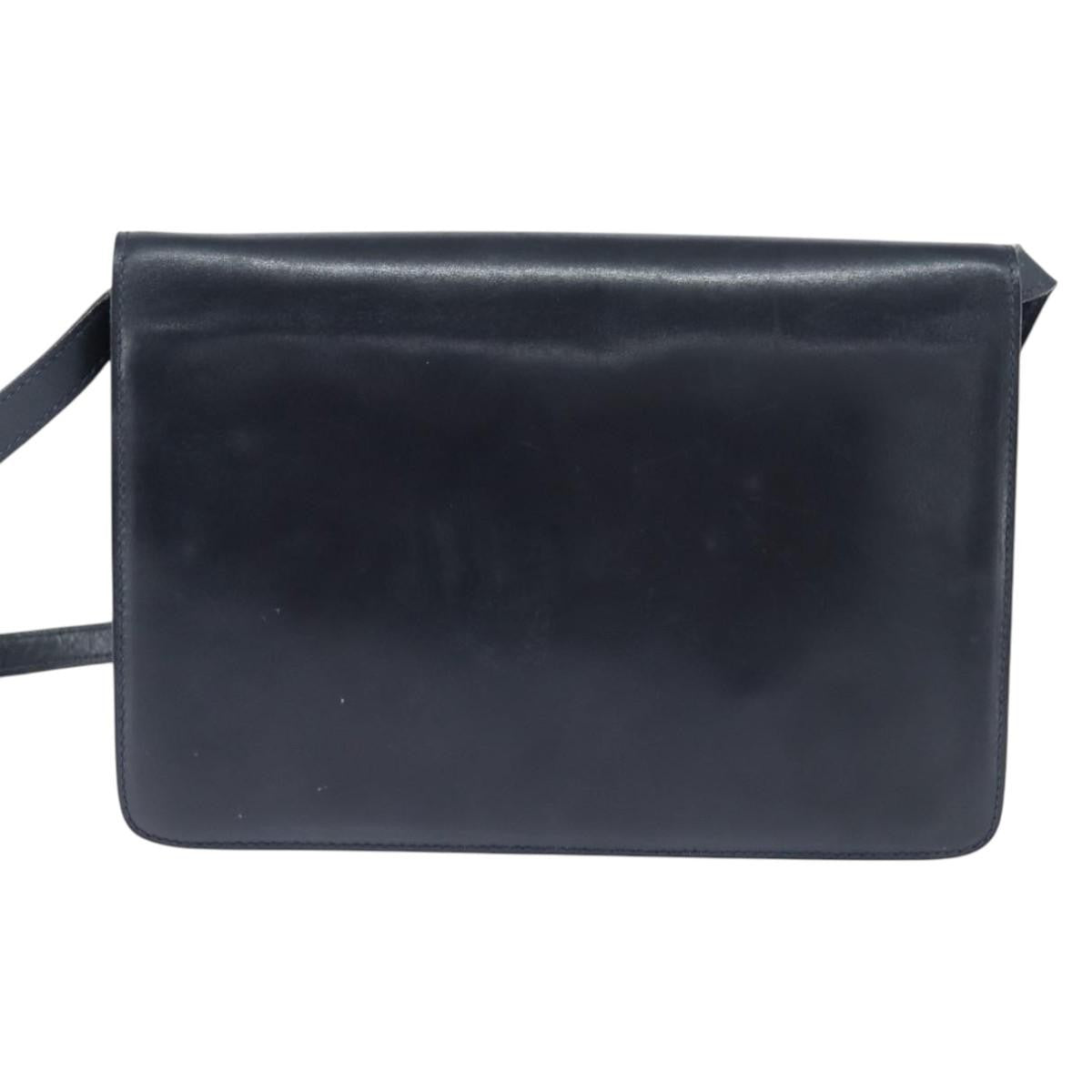 Celine CELINE Shoulder Bag Leather Navy Gold Authentic 149191