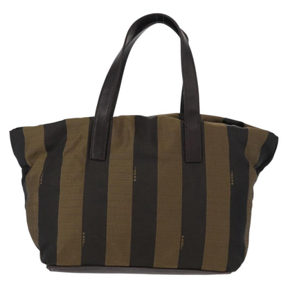 Fendi FENDI Pecan Canvas Hand Bag Black Brown Authentic ep11974