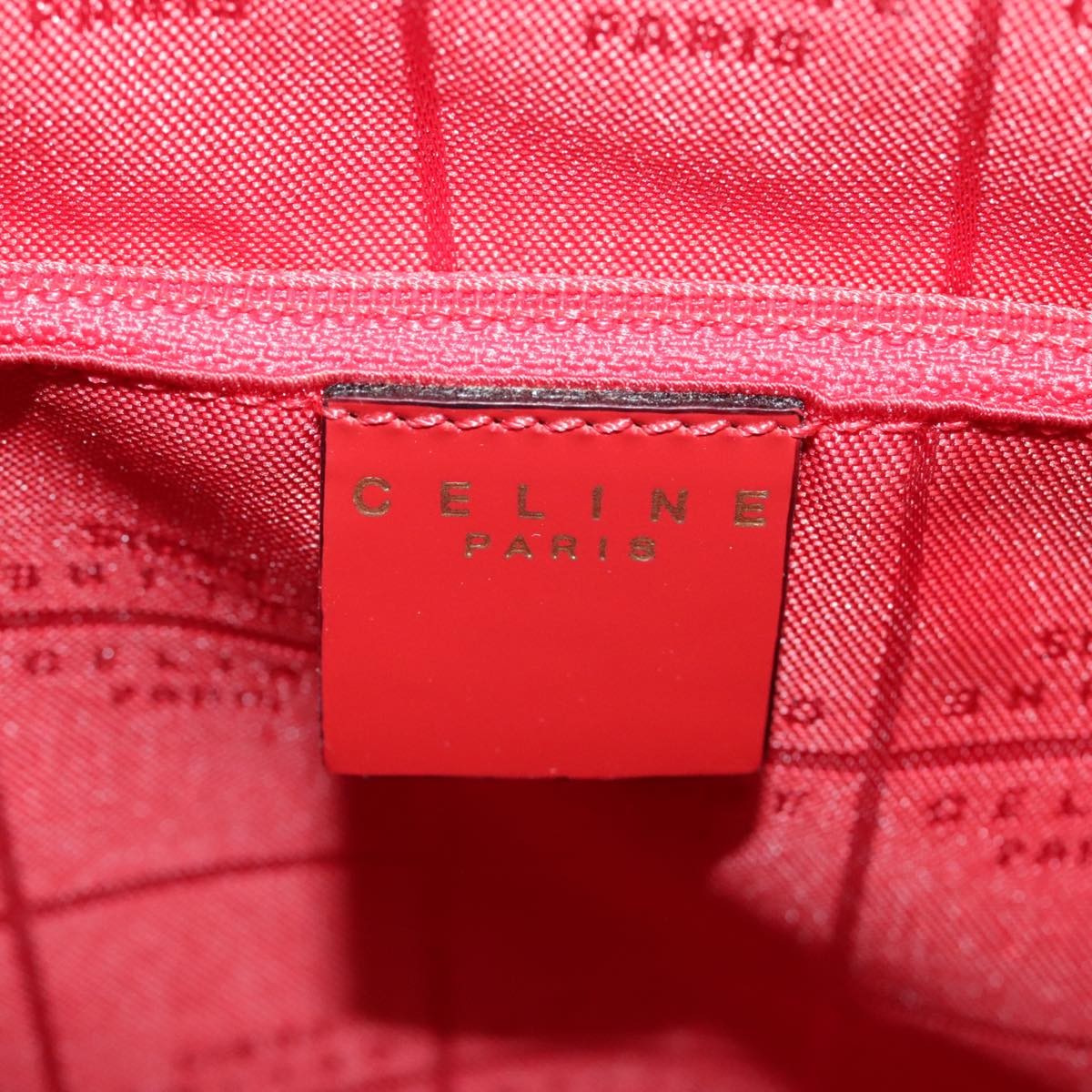 Celine CELINE Hand Bag Patent leather Red Gold Authentic 96786