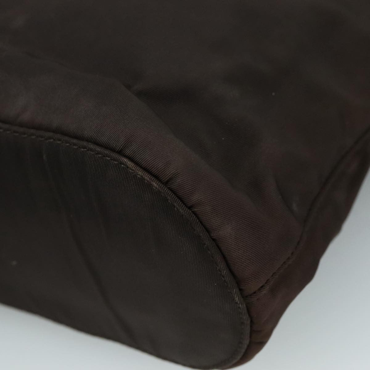 Prada PRADA Hand Bag Nylon Brown Silver Authentic bs20899