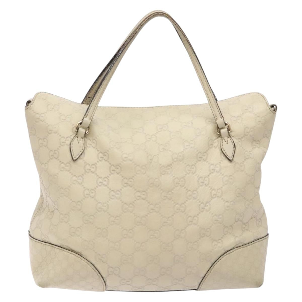 Gucci GUCCI GG Canvas Guccissima Hand Bag Leather White Gold 353120 Authentic bs29328