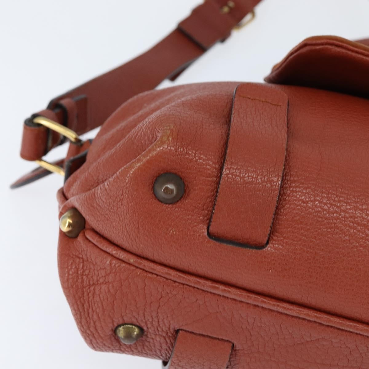 Chloé Chloé Chloe Hand Bag Leather 2way Orange Gold Authentic BA7366