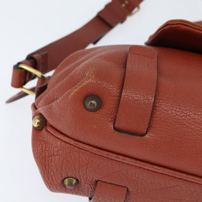 Chloé Chloé Chloe Hand Bag Leather 2way Orange Gold Authentic BA7366