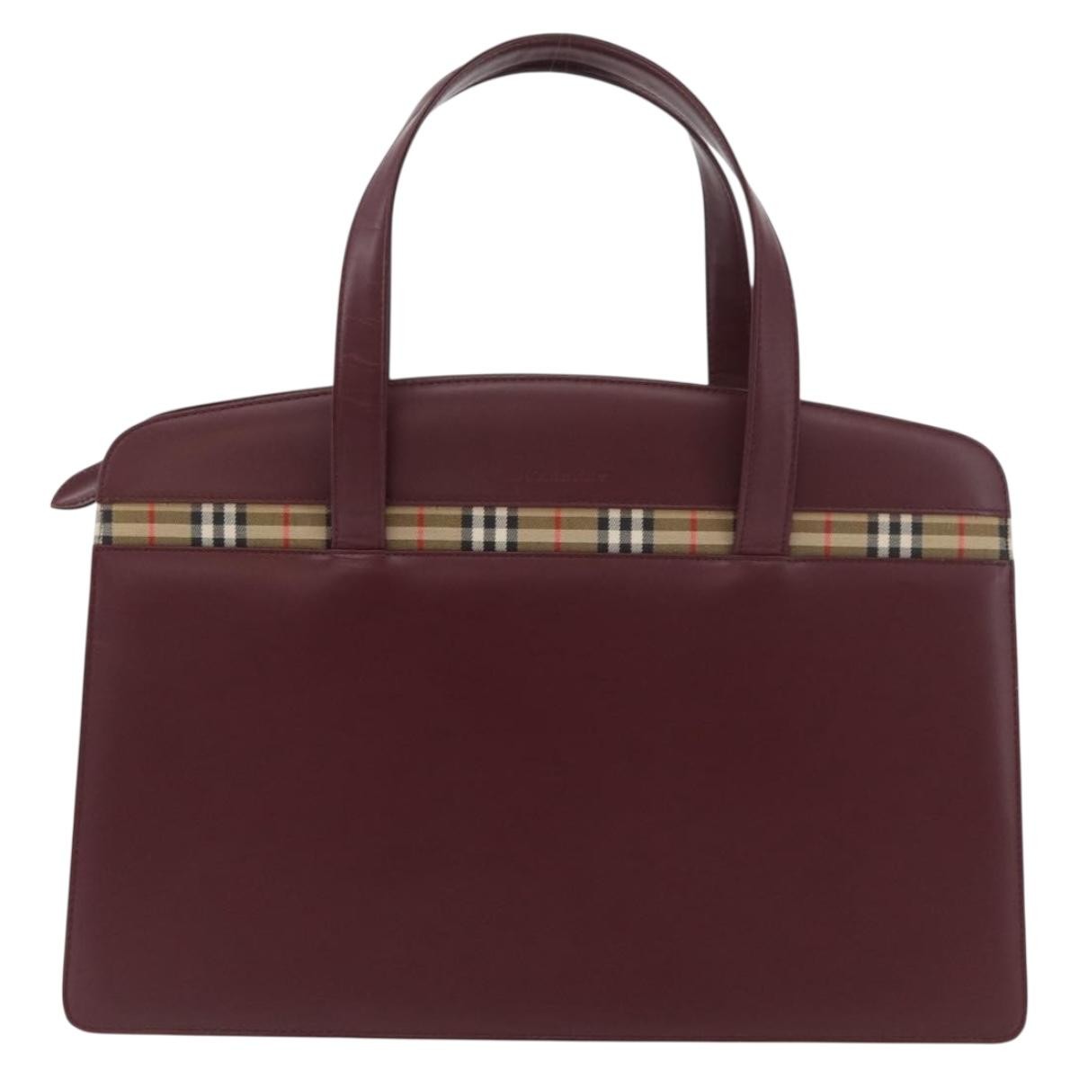 Burberry BURBERRY Hand Bag Leather Bordeaux Silver Authentic 181526