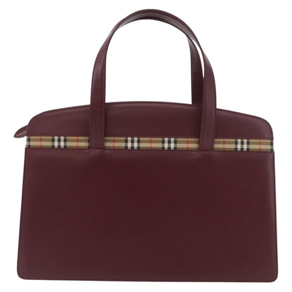 Burberry BURBERRY Hand Bag Leather Bordeaux Silver Authentic 181526