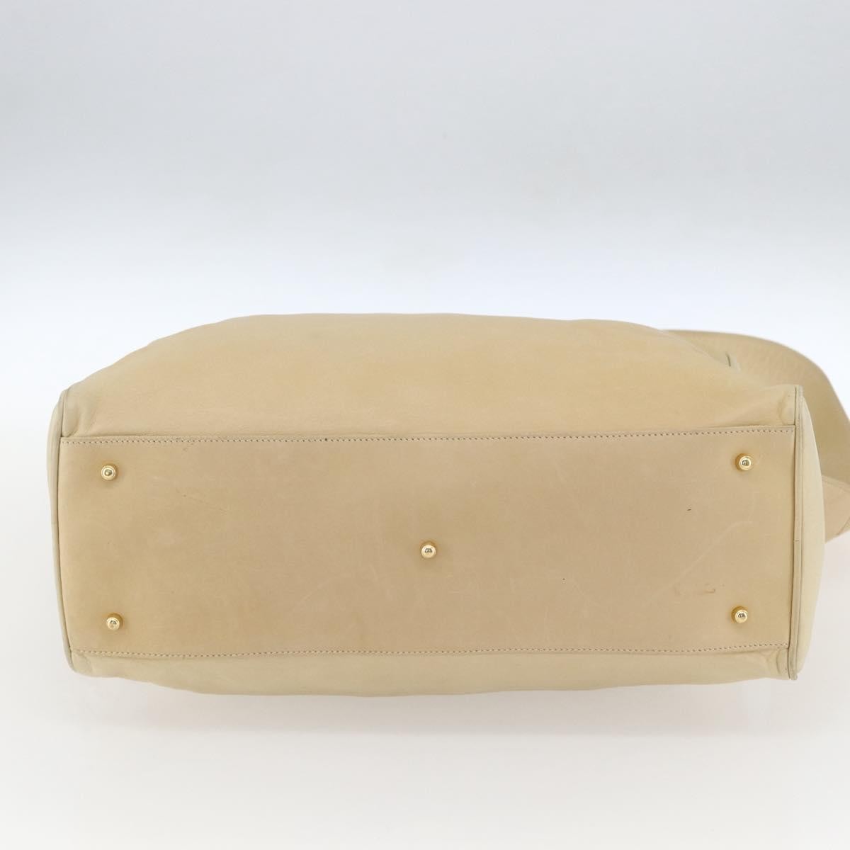 Gucci GUCCI Bamboo Hand Bag Leather 2way Beige Gold Authentic bs31889