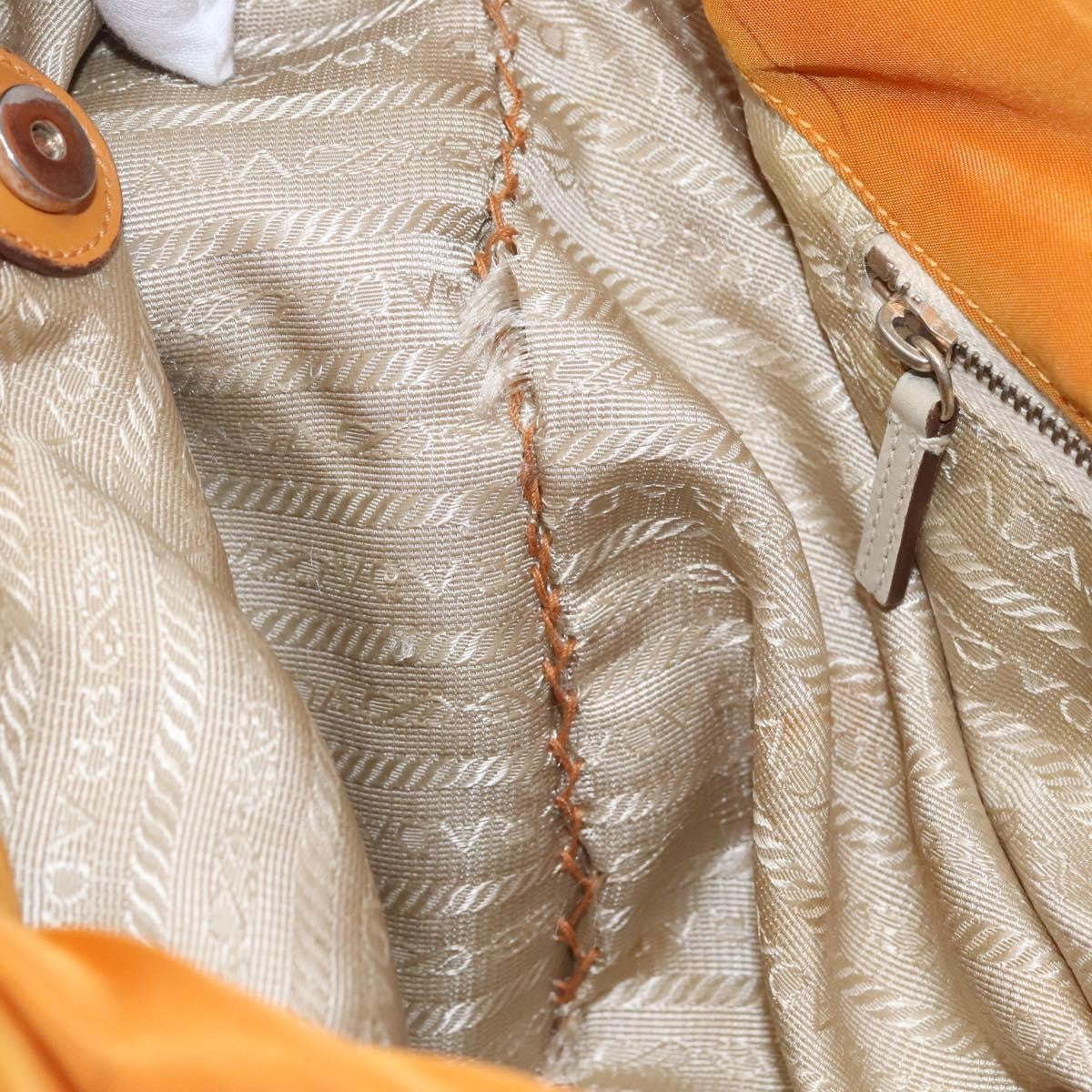 Prada PRADA Shoulder Bag Nylon Orange Gold Authentic EC663