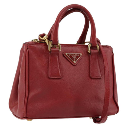 Prada PRADA Hand Bag Safiano leather 2way Red Gold Authentic 179933