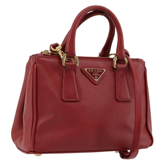Prada PRADA Hand Bag Safiano leather 2way Red Gold Authentic 179933