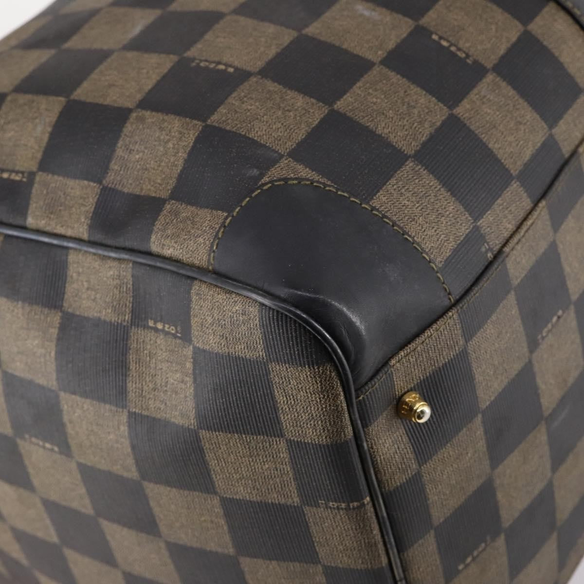 Fendi FENDI Pecan Canvas Boston Bag PVC 2way Black Brown Authentic 141408