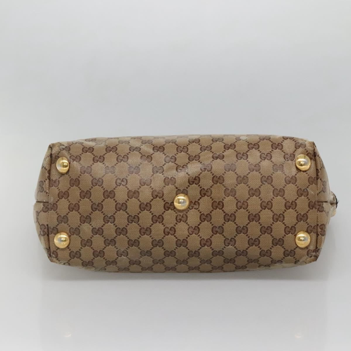 Gucci GUCCI GG Crystal Tote Bag Coated Canvas Beige Gold 207291 Authentic 139548