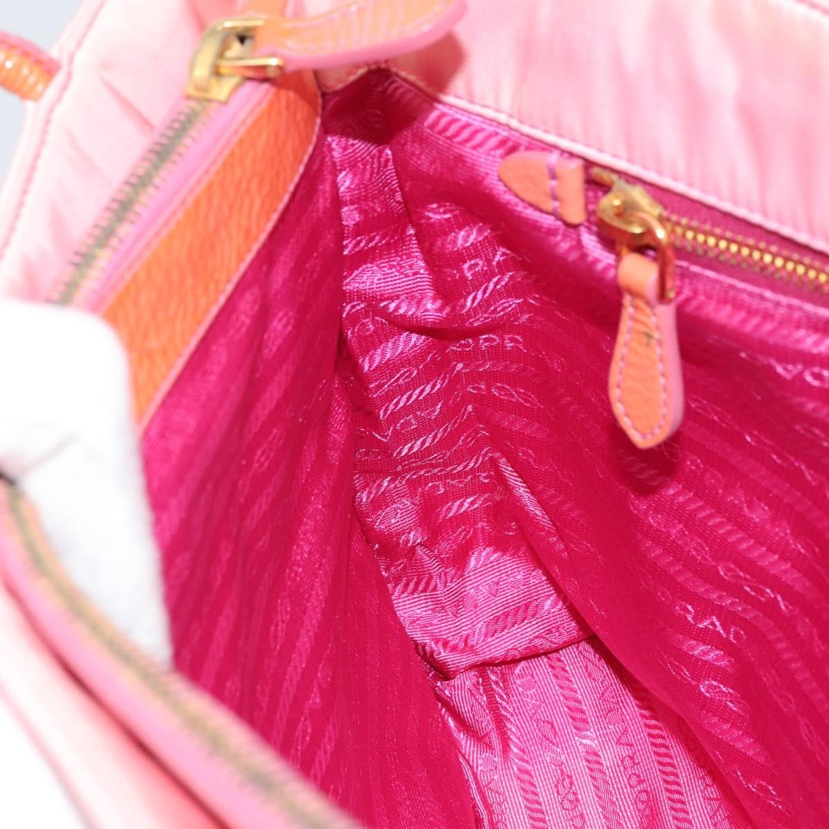 Prada PRADA Tote Bag Nylon Pink Gold Authentic 161648