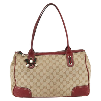 Gucci GUCCI GG Canvas Web Sherry Line Pretty Tote Bag Beige Gold 177052 Authentic fm5307