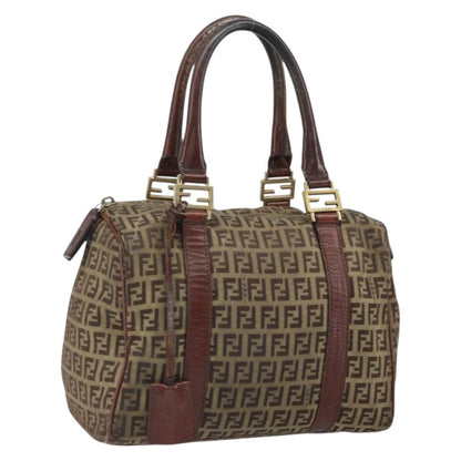 Fendi FENDI Zucchino Canvas Hand Bag Beige Gold Authentic ka2154