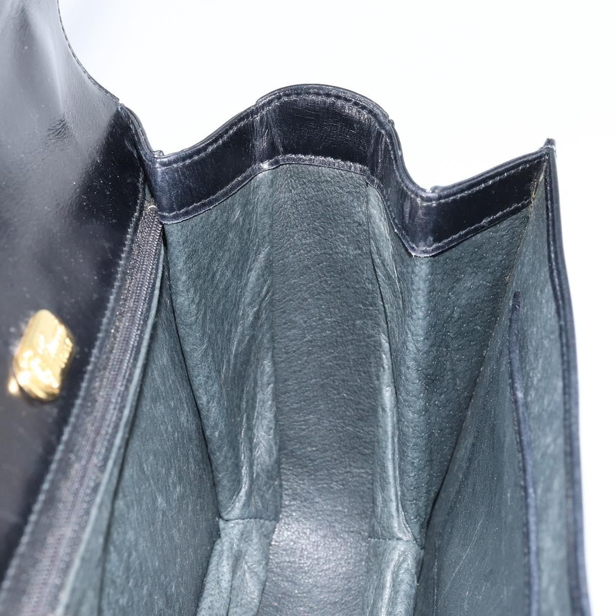 Gucci GUCCI Hand Bag Leather Black Gold Authentic ka2600