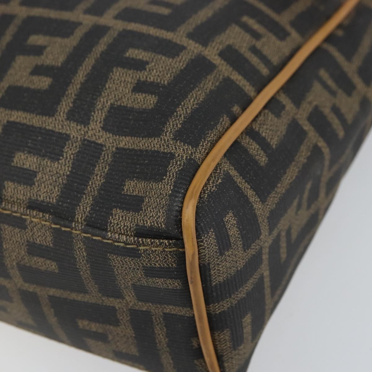 Fendi FENDI Zucca Canvas Hand Bag PVC Brown Black Authentic 158200
