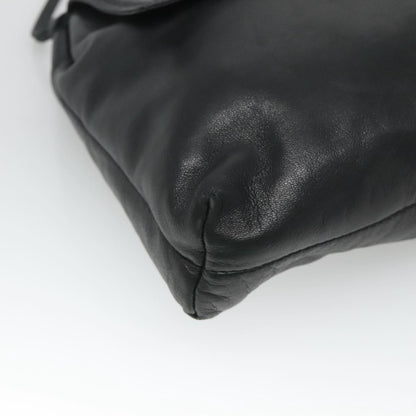 Loewe LOEWE Shoulder Bag Leather Black Gold Authentic 127349