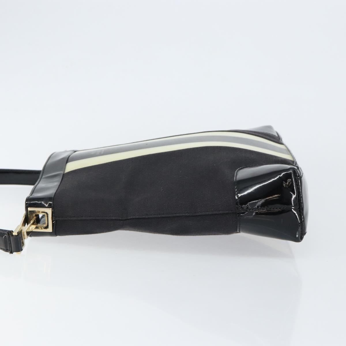 Gucci GUCCI Shoulder Bag Enamel Canvas Black Gold 001 4231 Authentic 121347