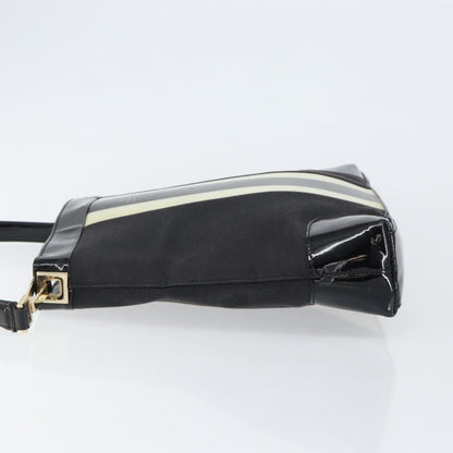 Gucci GUCCI Shoulder Bag Enamel Canvas Black Gold 001 4231 Authentic 121347