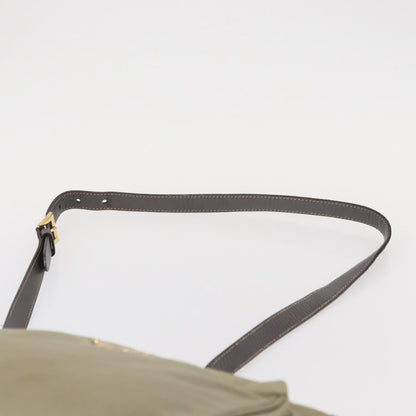 Prada PRADA Shoulder Bag Nylon Leather Beige Gold Authentic SW1841