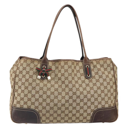Gucci GUCCI GG Canvas Web Sherry Line Pretty Tote Bag Beige Gold 161719 Authentic 168420