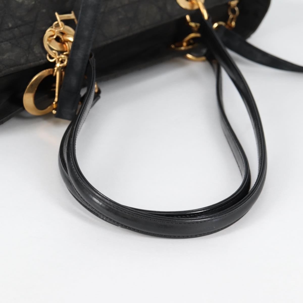 Dior Christian Dior Canage Tote Bag Nylon 2way Black Gold Authentic 140681