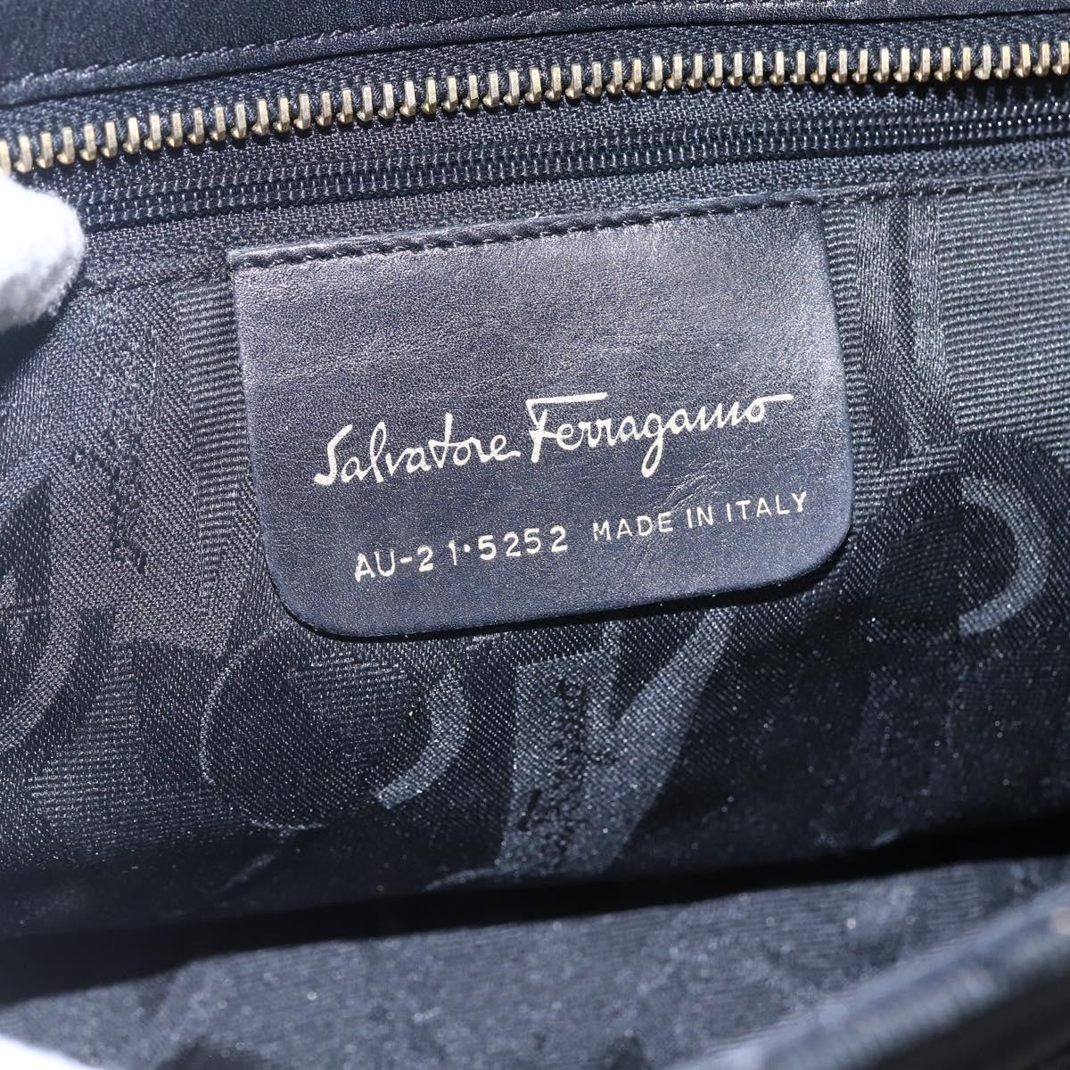 Salvatore Ferragamo Salvatore Ferragamo Chain Vala Tote Bag Canvas Navy Gold Authentic BA7334
