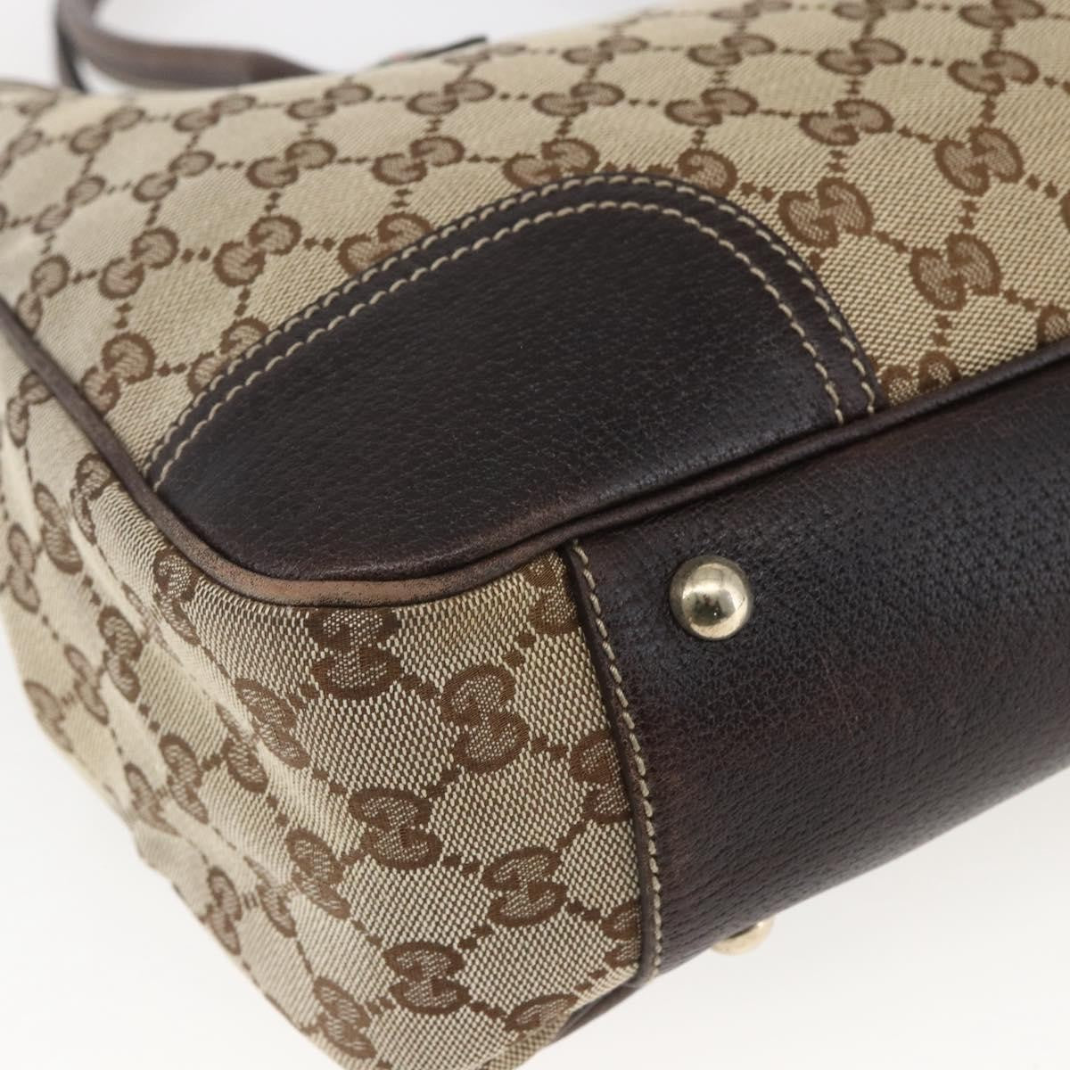 Gucci GUCCI Pretty GG Canvas Web Sherry Line Hand Bag Beige Gold 163805 Authentic 168668