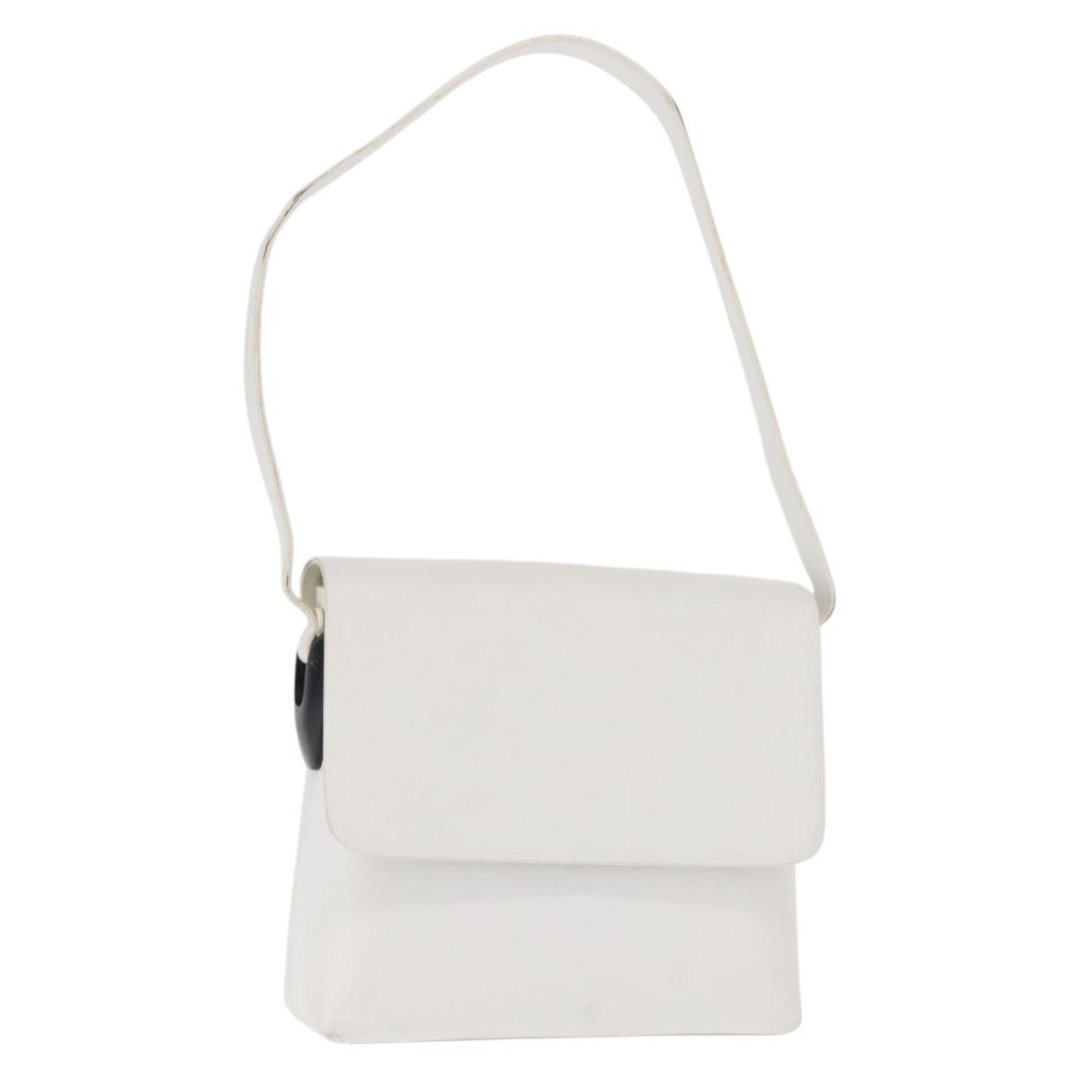 Gucci GUCCI Shoulder Bag Leather White Silver 001 1998 1767 Authentic BA5637