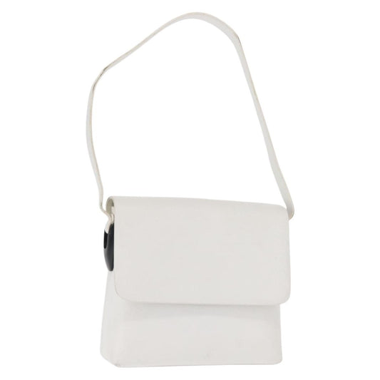 Gucci GUCCI Shoulder Bag Leather White Silver 001 1998 1767 Authentic BA5637