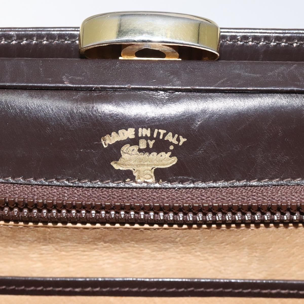 Gucci GUCCI Hand Bag Leather Brown Gold Authentic ep9221