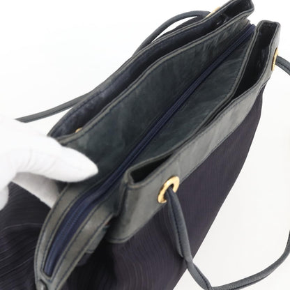 Loewe LOEWE Shoulder Bag Nylon Navy Gold Authentic 159401