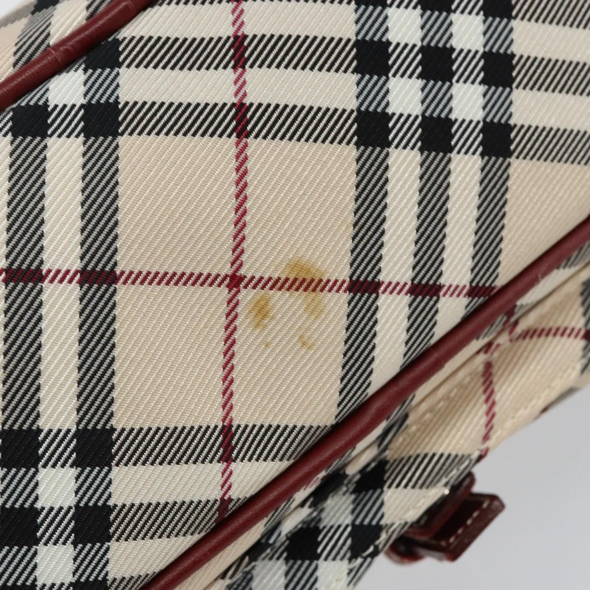Burberry BURBERRY Nova Check Blue Label Shoulder Bag Canvas Beige Silver Authentic bs29446
