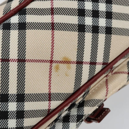 Burberry BURBERRY Nova Check Blue Label Shoulder Bag Canvas Beige Silver Authentic bs29446