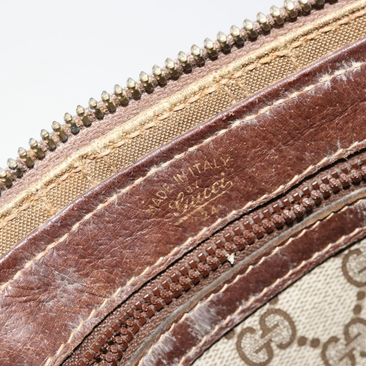 Gucci GUCCI GG Supreme Web Sherry Line Hand Bag PVC 2way Beige Gold Authentic ti3926