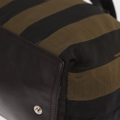 Fendi FENDI Pecan Canvas Hand Bag Black Brown Authentic ep11974