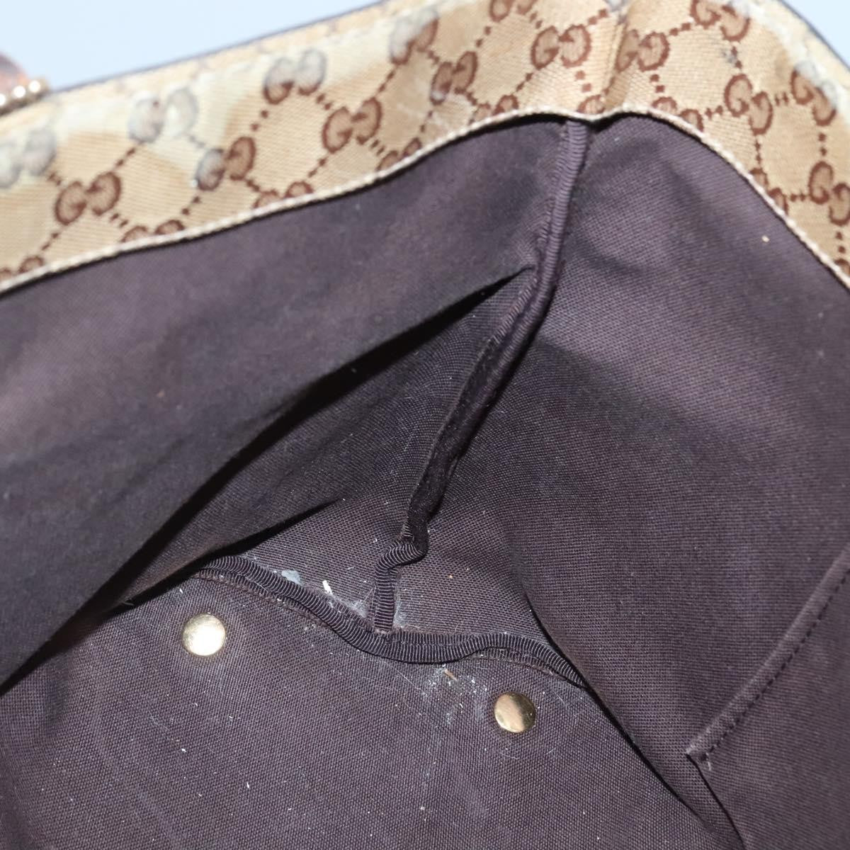 Gucci GUCCI GG Crystal Tote Bag Coated Canvas Beige Gold 207291 Authentic 139548