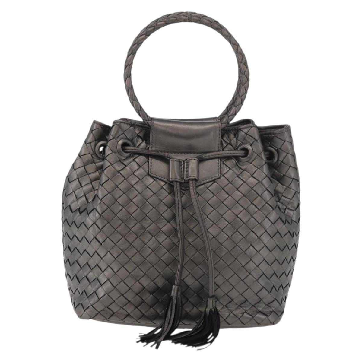 BOTTEGAVENETA BOTTEGAVENETA BOTTEGA VENETA INTRECCIATO Purse Hand Bag Leather Silver Gold Authentic 177803