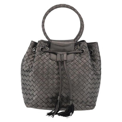 BOTTEGAVENETA BOTTEGAVENETA BOTTEGA VENETA INTRECCIATO Purse Hand Bag Leather Silver Gold Authentic 177803