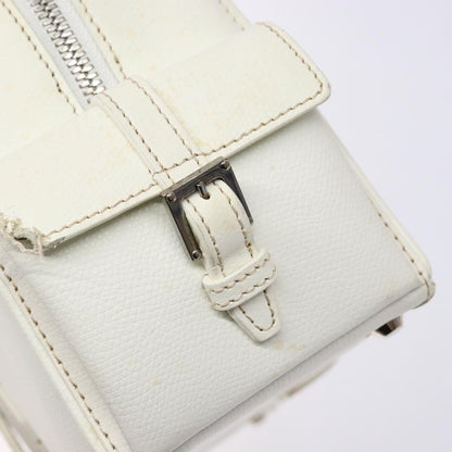 Loewe LOEWE Hand Bag Leather White Silver Authentic BA5296