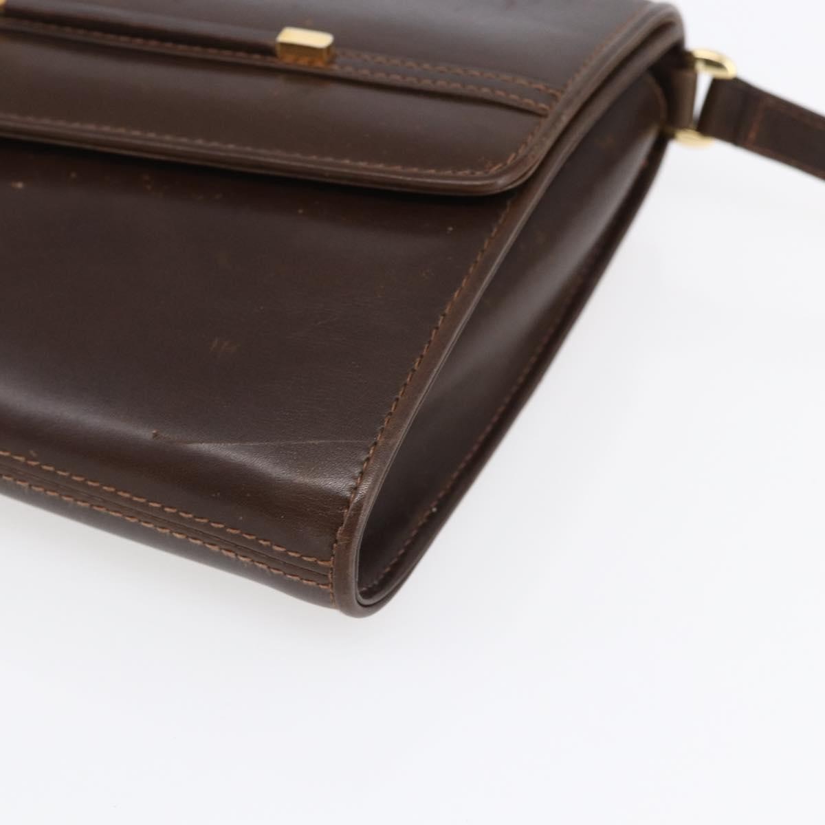 Gucci GUCCI Shoulder Bag Leather Brown Gold Authentic 152976