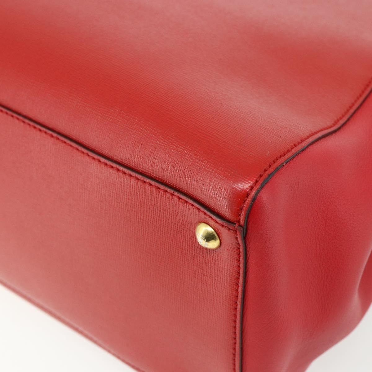 Fendi FENDI 2 JOURS Medium Hand Bag Leather 2way Red Gold Authentic 176097A