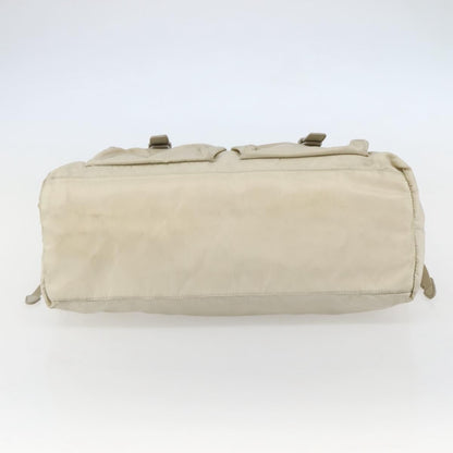 Prada PRADA Tote Bag Nylon Beige Silver Authentic mr1510
