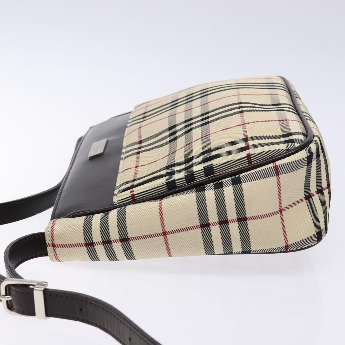 Burberry BURBERRY Nova Check Shoulder Bag Canvas Beige Silver Authentic 138176