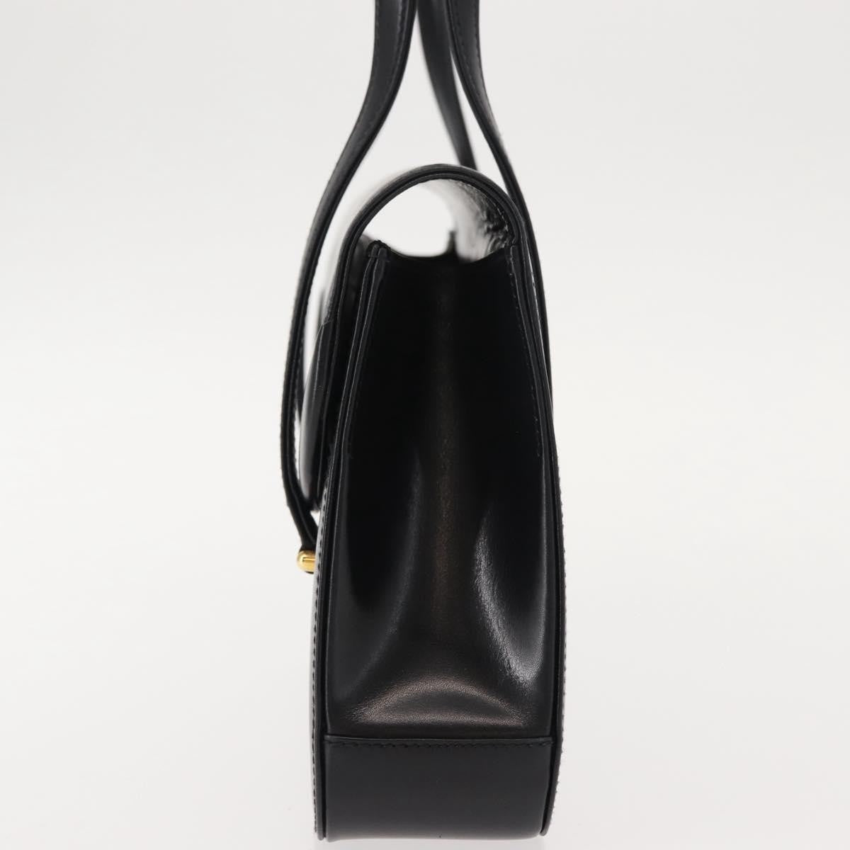 Gucci GUCCI Hand Bag Leather Black Gold Authentic 149354
