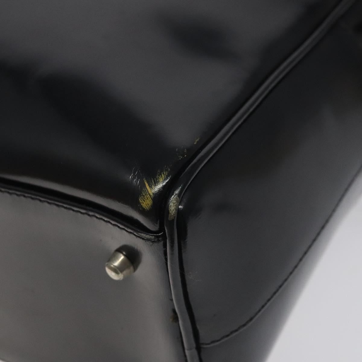 Gucci GUCCI Hand Bag Patent Leather Black Silver 000 1274 0505 Authentic ep8594