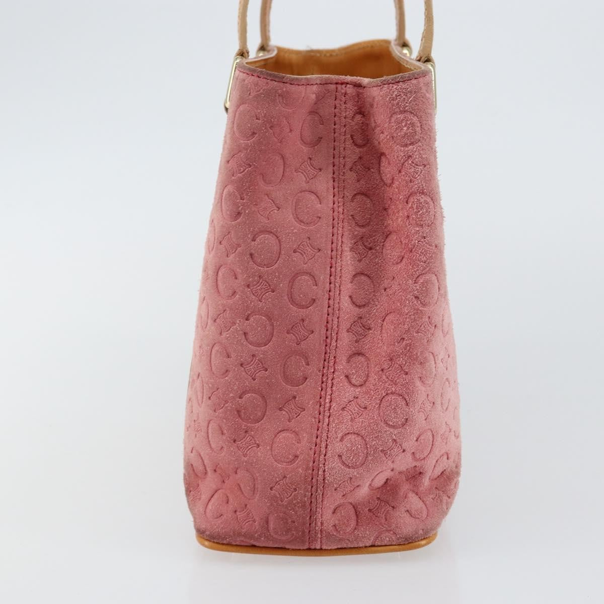 Celine CELINE C Macadam Canvas Hand Bag Suede Pink Gold Authentic bs29469