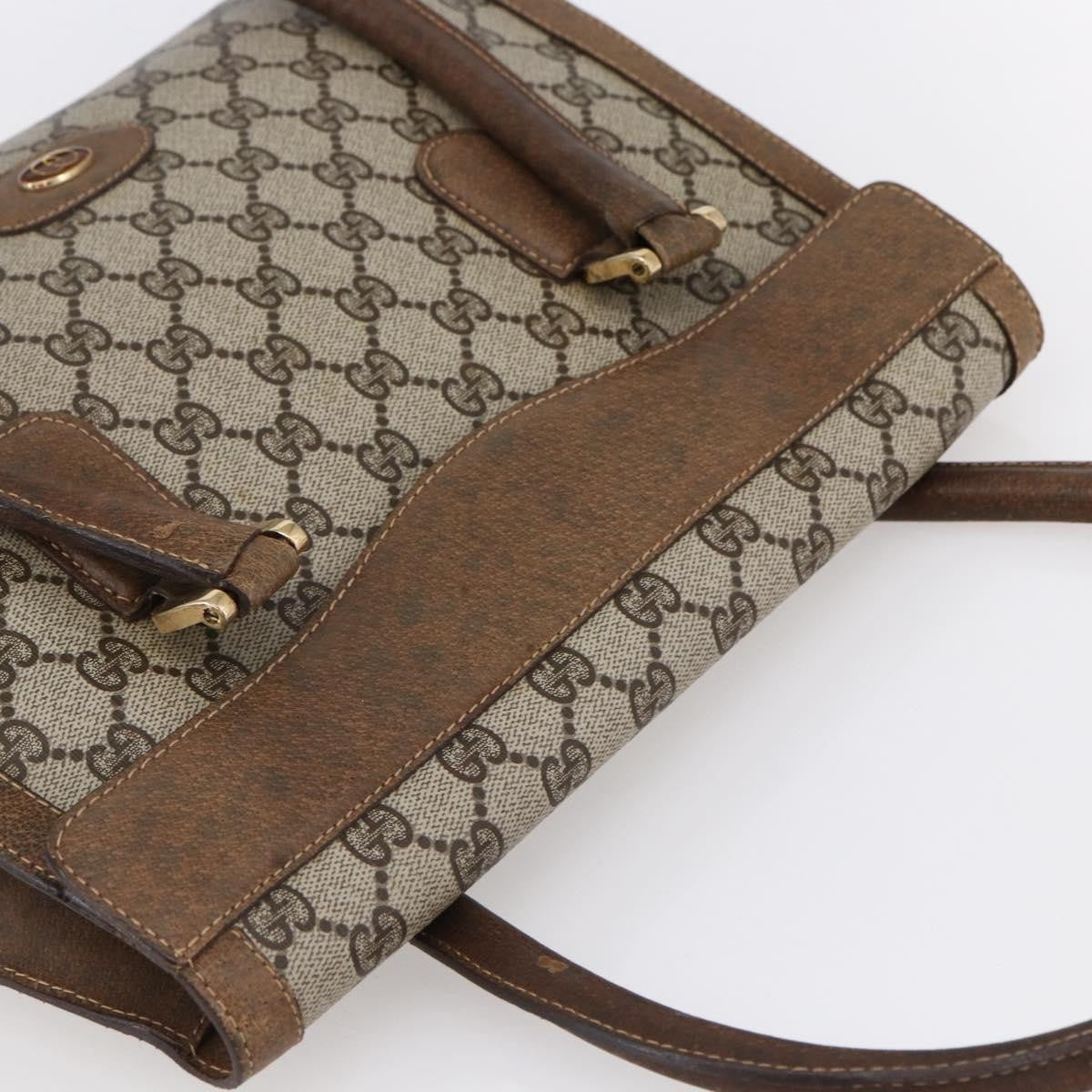 Gucci GUCCI GG Supreme Hand Bag PVC Beige Gold Authentic 150024